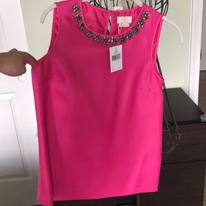New Kate Spade Swarovski collar pink shell top